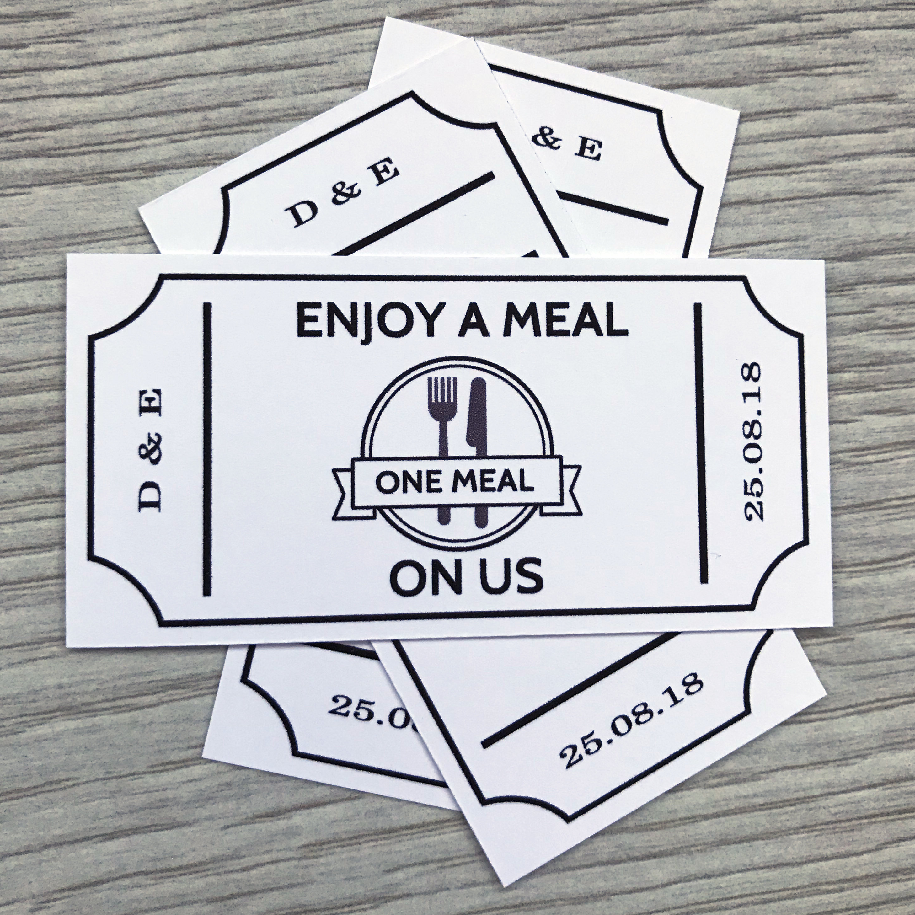 Meal Food Tickets Personalised X50 White Coupons Wedding Etsy UK