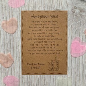 Personalisierte Hochzeit Flitterwochen Geldwünsche Geschenkkarten auf Braun Kraft Karte Reise - Vintage Rustikal Stil Token Anfrage Hochzeit Einladung