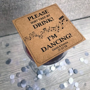 Wedding Drink Cover Cards Kraft Fun Music Dancing Party Song Token Game Custom Customized Personalised Wedding Favor Favour Ticket Christmas image 7