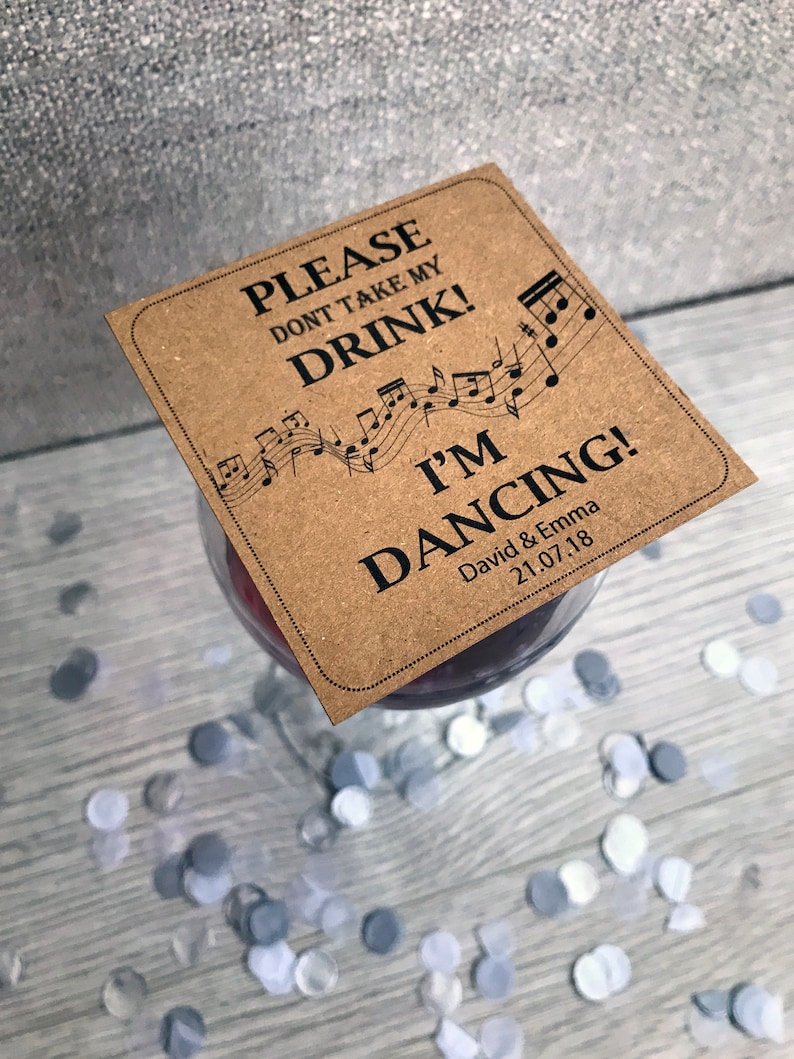 Wedding Drink Cover Cards Kraft Fun Music Dancing Party Song Token Game Custom Customized Personalised Wedding Favor Favour Ticket Christmas image 7