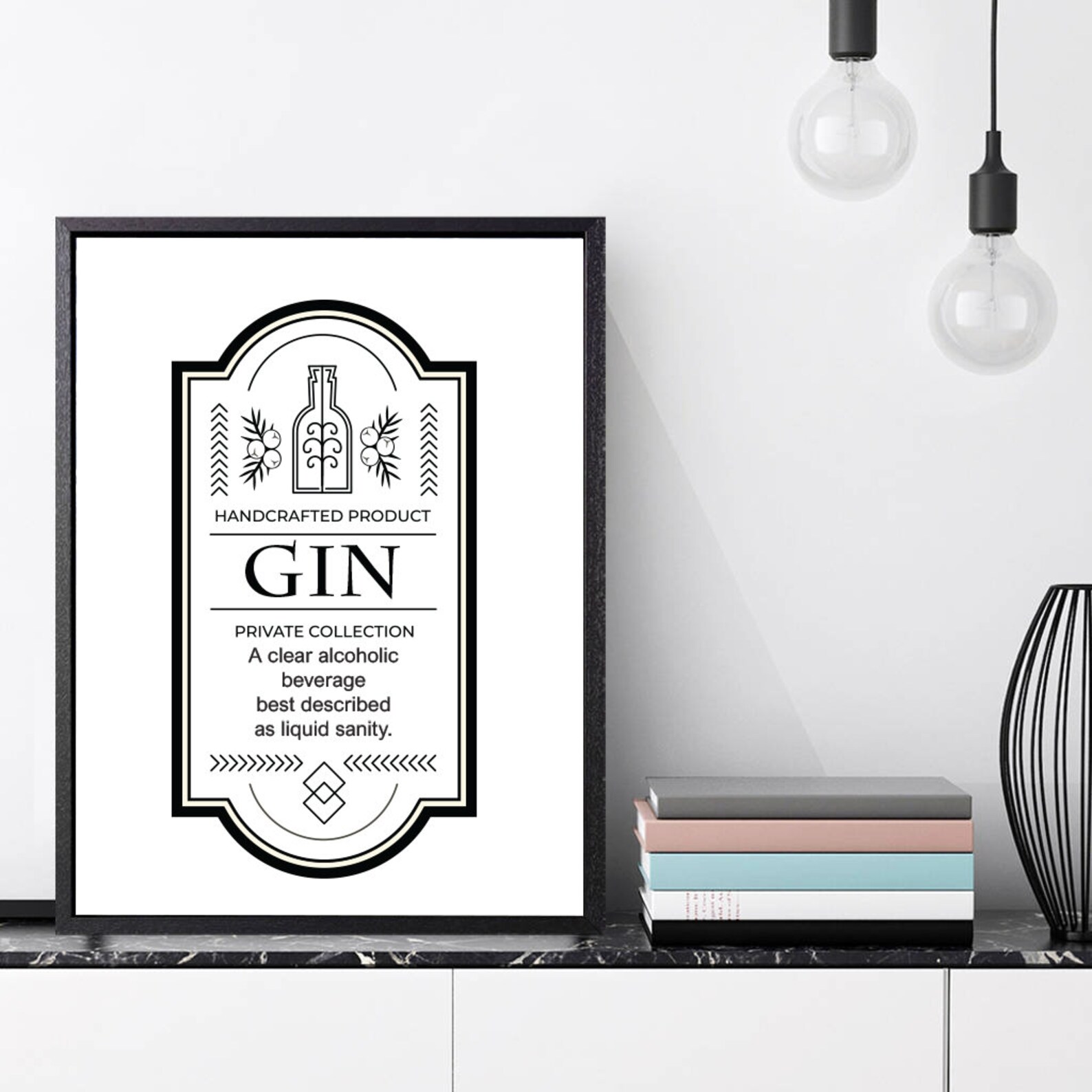Gin Label Definition Print Home Style Text Picture Wall Art Etsy