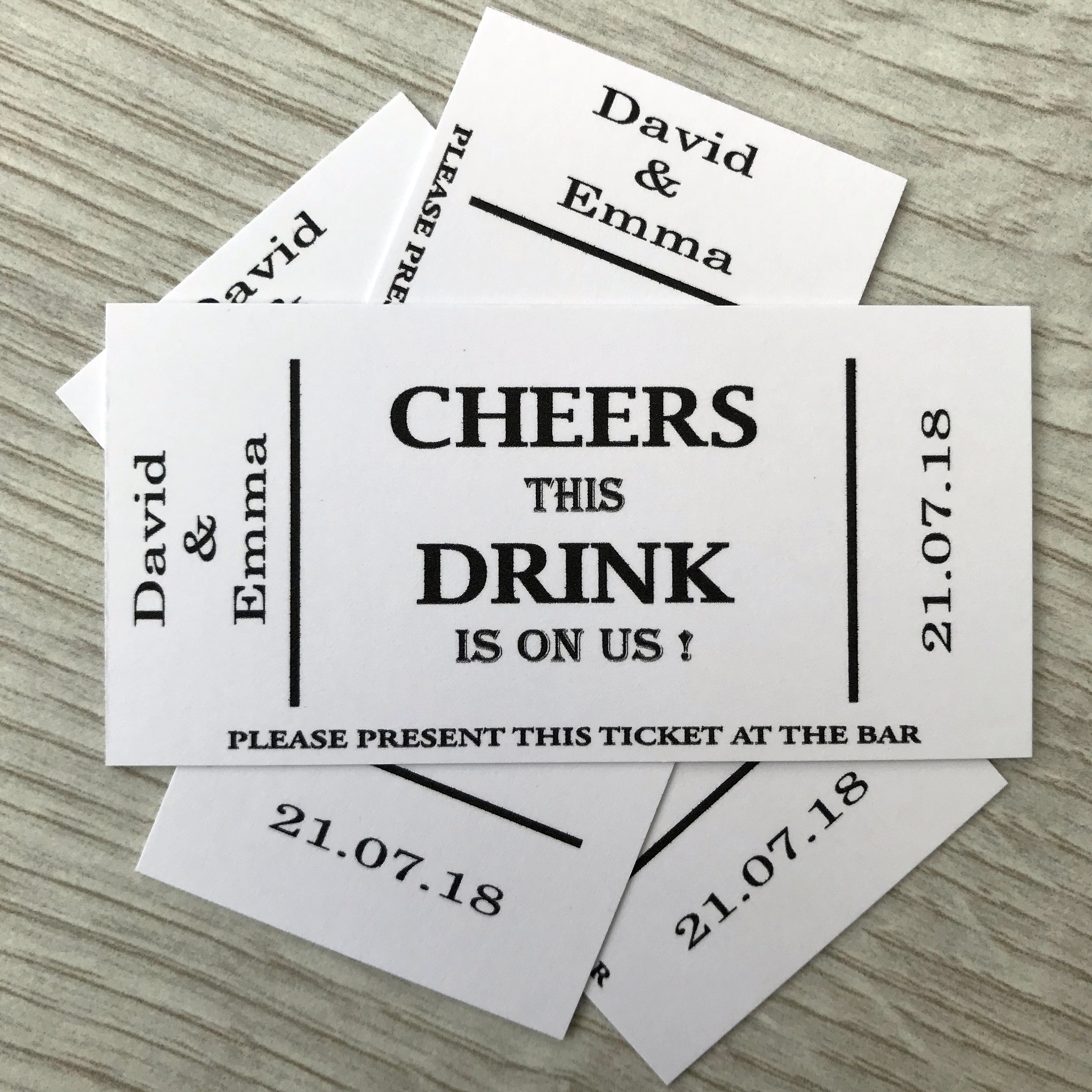 Personalised Wedding Drink Tickets White Card Coupon Etsy UK