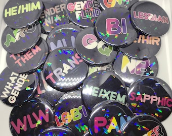 Holographic LGBTQ+ Pride Buttons