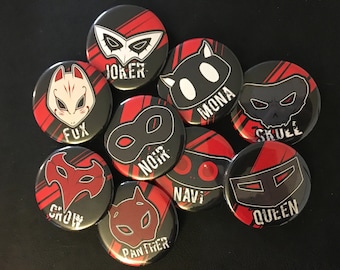 Persona 5 -- Phantom Thieves of Hearts Pinback Buttons