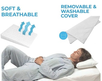 Large Acid Reflux Flex Foam Support Bed Wedge Pillow Quilted and Removable Cover 71 x 60 x 14 cm Free UK Dispatch