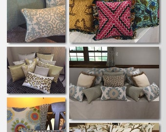 Using your Fabric - Pillow Covers and Pillow Inserts  - Welt Cord & Upholstery grade Concealed Zippers