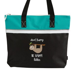 Don't Hurry Be Happy Sloth Personalized Small Travel Beach Tote