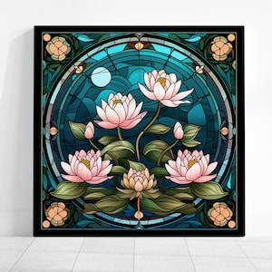 Ceramic Tile - Art Nouveaux Water Lilies, 4.25 x 4.25 or 6 x 6, Seamless Design, Kitchen Backsplash, Coasters, Wall Decor #5276