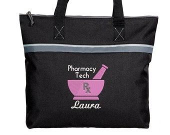 Pharmacy Tech Mortar and Pestle Personalized Embroidered Small Tote