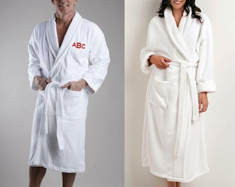 Monogrammed Terry Velour Bath Robe for Him or Her, Personalized