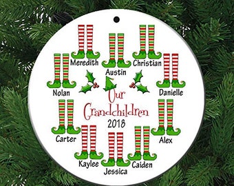 Our Grandchildren 10 Grandkids Christmas Personalized Ceramic Christmas Ornament Our Grandchildren 10 Grandkids Christmas Personalized Ceramic Christmas Ornament