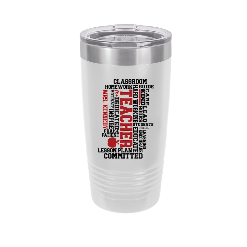 Teacher Word Art Personalized UV Printed Insulated Stainless Steel 20 oz Tumbler