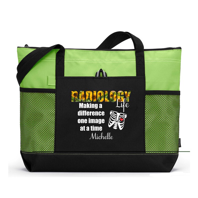 XRay Tech Gift for Radiologist Gift for Her Radiology Life Making a Difference Personalized Printed Tote Bag with Mesh Pockets