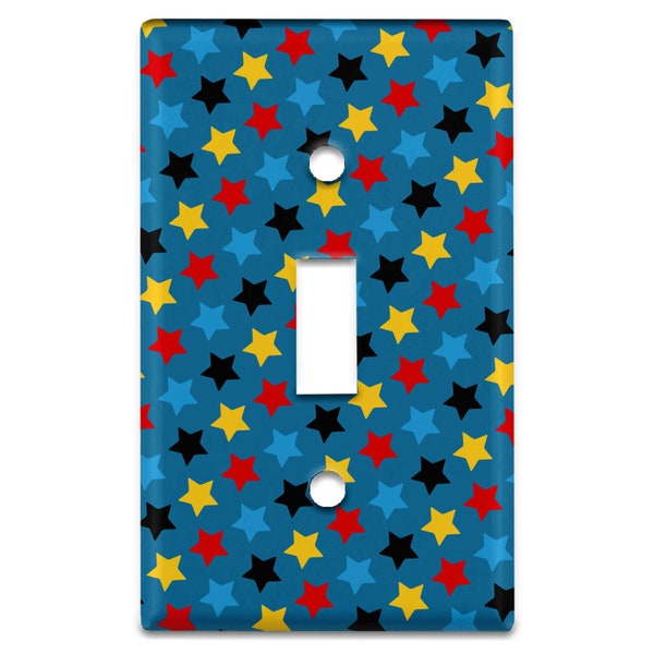 Metal Light Switch Plate Cover Colorful Stars Boy's Room Decorative Light Switchplate Cover, Other Sizes Available, Home Decor, Lighting