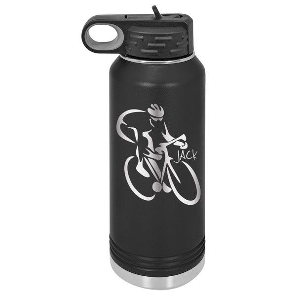 Cycling Personalized Engraved Insulated Stainless Steel 32 oz Water Bottle