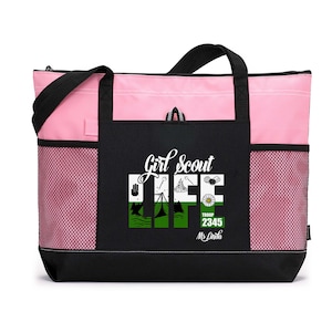 Personalized Girl Scout Life Printed Tote Bag with Mesh Pockets image 4