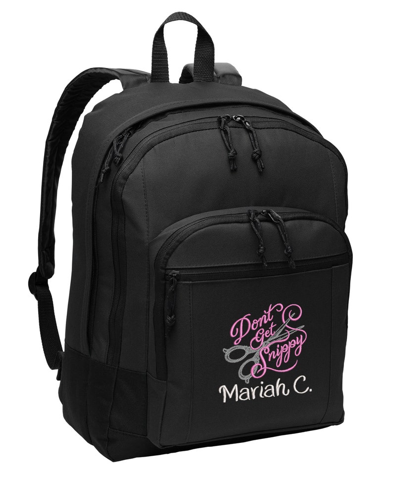 Don/'t Get Snippy Personalized Back Pack Embroidered
