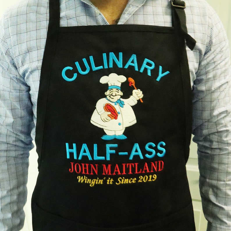 Personalized Culinary Half Ass Embroidered Apron image 2