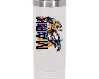 Personalized Baseball Colorful Pitcher - UV Printed Insulated Stainless Steel 22 oz Skinny Tumbler
