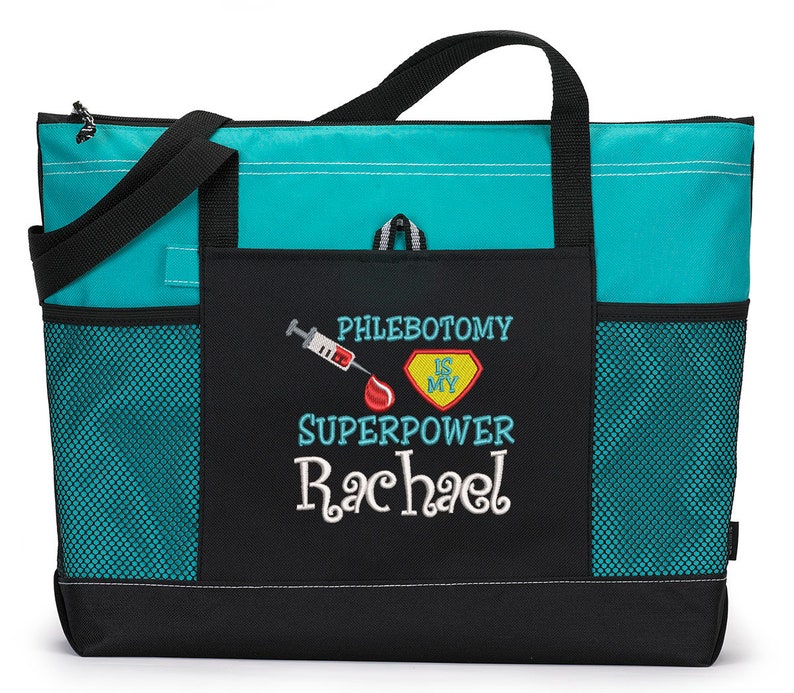 Phlebotomy is my Superpower Embroidered Zippered Tote Bag With Etsy