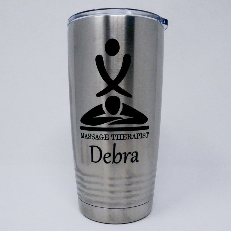 Massage Therapist Personalized Engraved Powder Coated Insulated 20 oz Tumbler 12 colors available image 9