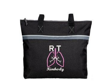 Respiratory Therapist Lungs Personalized Embroidered Small Tote, Personalized Gift, Respiratory Therapy
