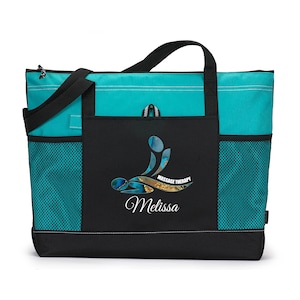 Massage Therapy Personalized Printed Tote Bag with Mesh Pockets