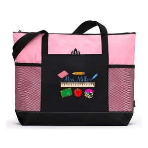 Teacher Ruler Personalized Tote Bag with Mesh Pockets, Preschool, Kindergarten image 4