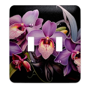 Decorative Wallplate | Art Deco Orchids Light Switch Cover - Metal SwitchPlate, Multiple Sizes - #5279