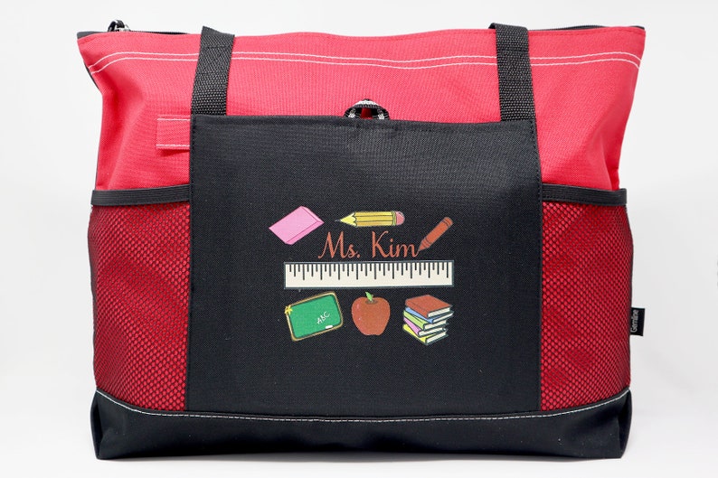 Teacher Ruler Personalized Tote Bag with Mesh Pockets, Preschool, Kindergarten image 8