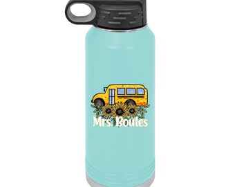 Sunflower School Bus Driver UV Printed Insulated Stainless Steel 32 oz Water Bottle