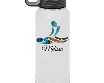 Massage Therapy Personalized UV Printed Insulated Stainless Steel 32 oz Water Bottle