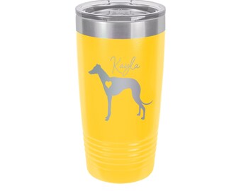 Greyhound Love Personalized Engraved Insulated Stainless Steel 20 oz Tumbler