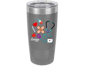 Medical, Nurse Personalized RN LPN CNA Insulated Stemless Stainless Steel 12 oz Tumbler