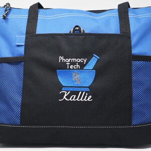 Personalized Pharmacy Tech/Pharmacist Zippered Embroidered tote Bag With Mesh Pockets, Personalized Gift image 10