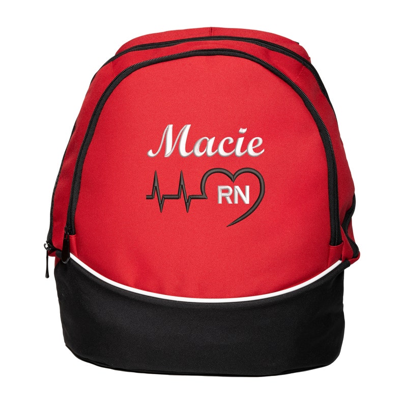 Heart Beat Personalized Back Pack Rn, Lpn, Nurse, Cna, Cma, Emt Embroidered, Gift for Nurse, Back to School, Graduation, Nurse Appreciation image 7