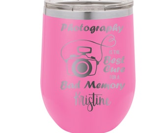 Photography is the Best Cure for a Bad Memory Engraved Insulated Stemless Stainless Steel 12 oz Tumbler