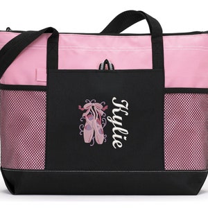 Dancer / Ballet Personalized  Embroidered Zippered Tote Bag with Mesh Pockets, Beach Bag, Boating