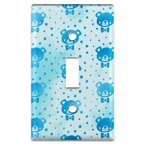 Blue Teddy Bears Boy's Nursery Decorative Light Switchplate Cover, Other Sizes Available, Home Decor, Lighting