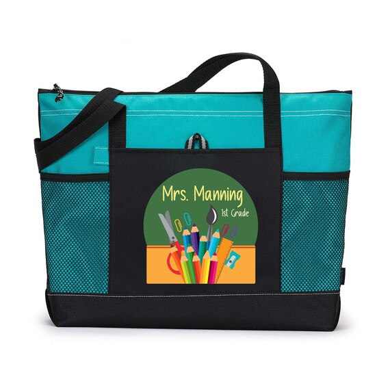 Teacher Bag Teacher Gift Teacher Appreciation Teachers Chalk Board Personalized Tote Bag With Mesh Pockets Etsy UK
