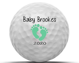 Baby feet announcement personalized golf balls, set of 3 for mom or dad new baby