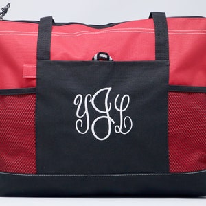 3 Initial Monogrammed Personalized Zippered Tote Bag With Mesh Pockets, Beach Bag, Boating image 4