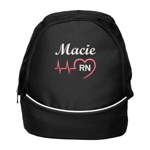 Heart Beat Personalized Back Pack Rn, Lpn, Nurse, Cna, Cma, Emt Embroidered, Gift for Nurse, Back to School, Graduation, Nurse Appreciation image 1