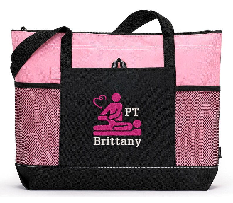 Physical Therapist Zippered Tote Bag With Mesh Pockets Beach Etsy