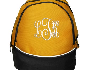 Monogrammed 3-initial Personalized Embroidered Backpack Back 