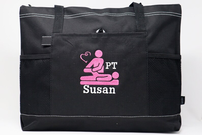 Physical Therapist Zippered Tote Bag With Mesh Pockets Beach Etsy