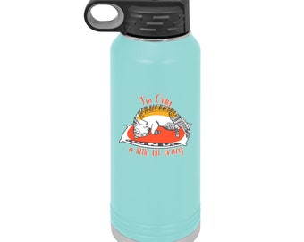 Personalized I'm Only a Little Bit Crazy UV Printed Insulated Stainless Steel 32 oz Water Bottle, Cat Mom