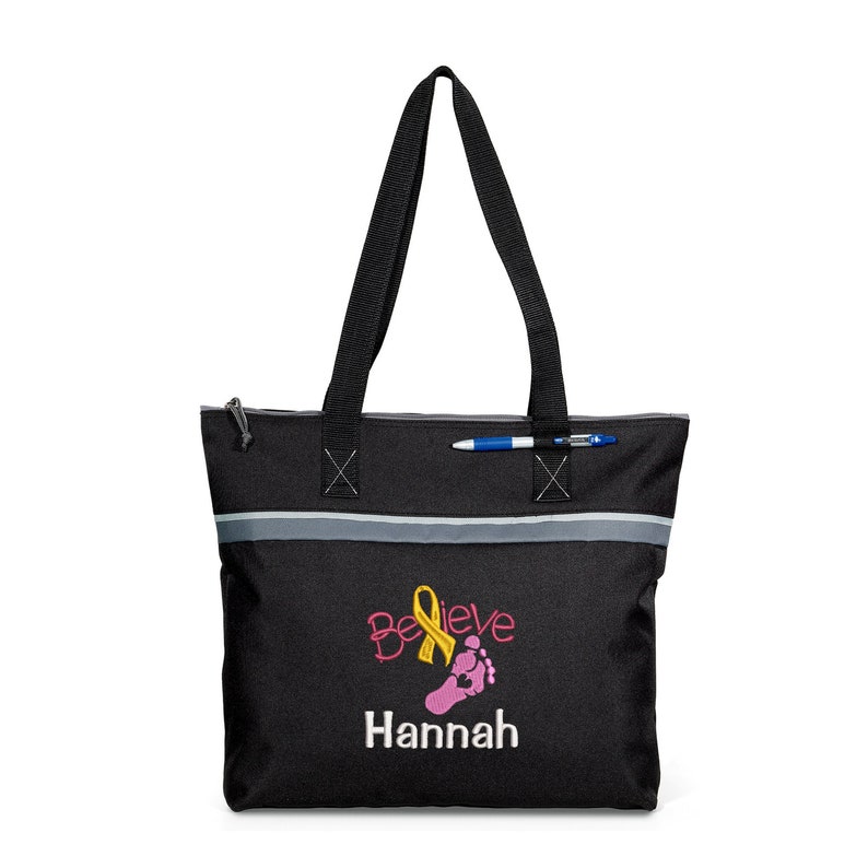 Believe Childhood Cancer Awareness Embroidered Personalized Small Tote