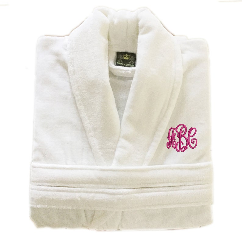 Monogrammed Terry Velour Bath Robe for Him or Her Etsy
