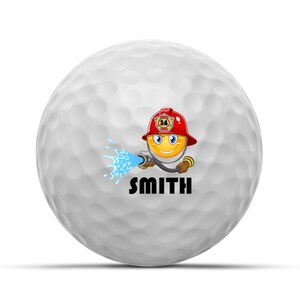 Personalized Golf Balls Waterhose Smiley Fireman, Set of 3 #2207
